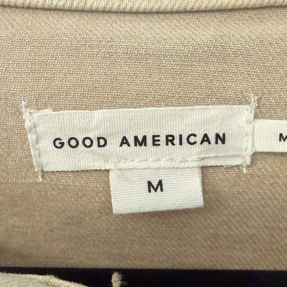 Good American Tan Utility Jean Dress with zip up and buttons. Size Medium - Picture 5 of 11